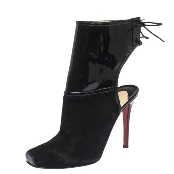 Christian Louboutin Black Suede And Patent Leather Jos Style Ankle Booties - Picture 3 of 10